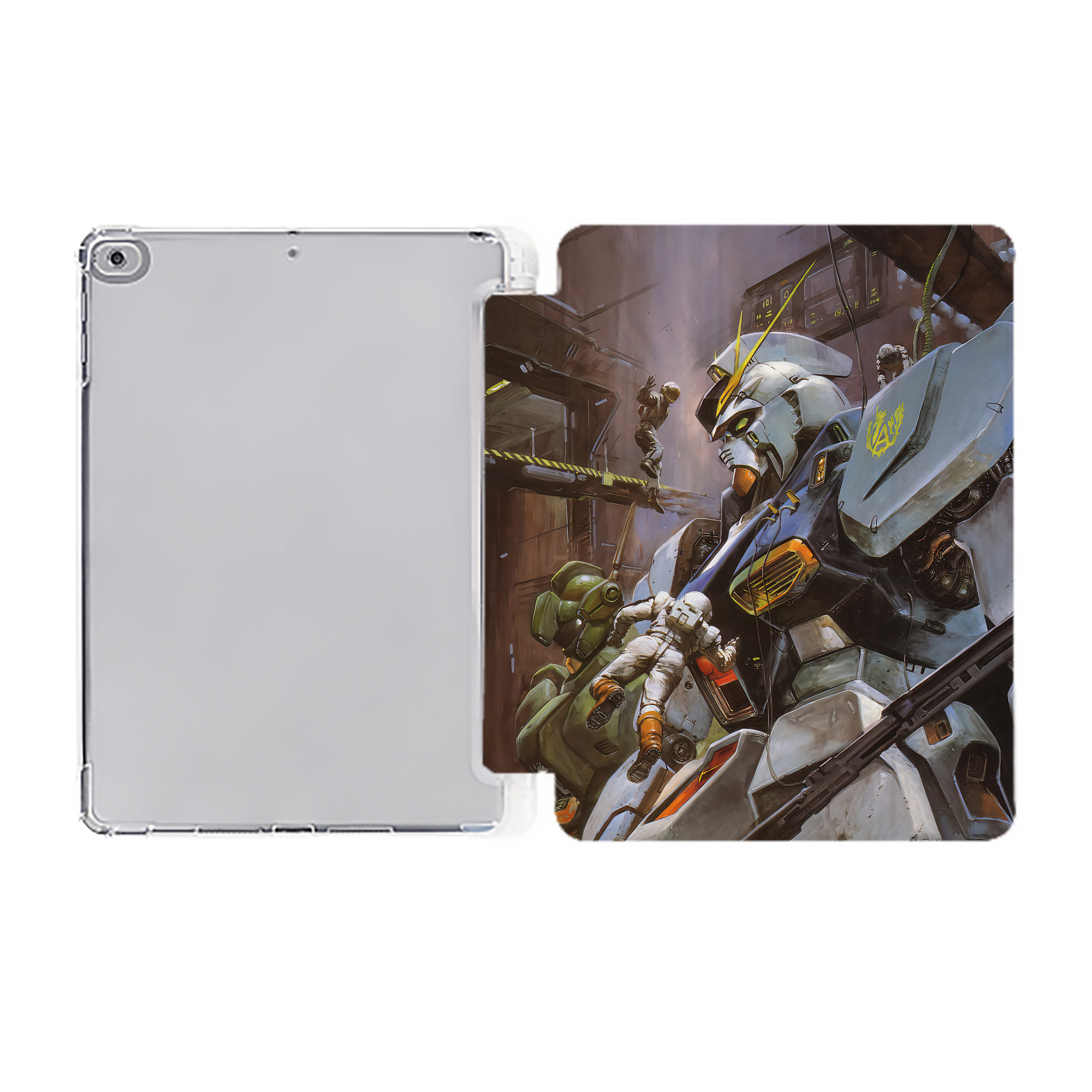 （画像用） 機動戦士ガンダム Mobile Suit Gundam IPad ケース ペン収納付き 三つ折りスタンド PUレザー×シリコン 対応機種9.5/10.5/10.9インチ